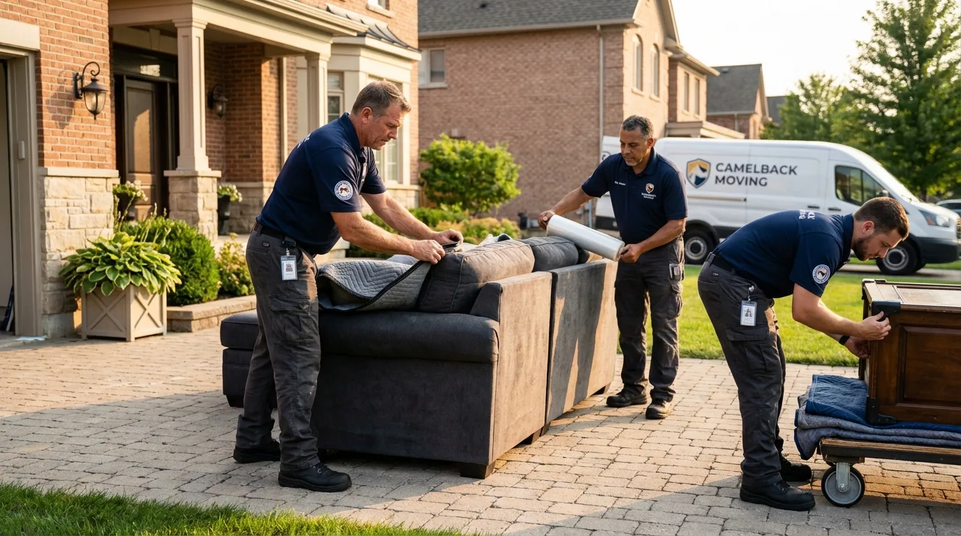 Large estate moving crew wrapping furniture in Salida, CO